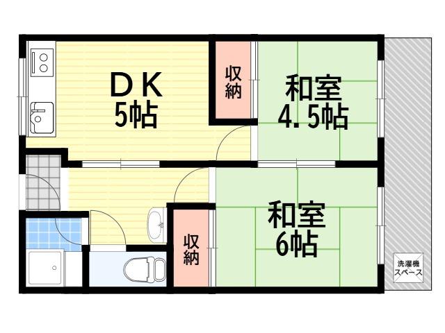 西武庫松崎マンション(2DK/3階)の間取り写真