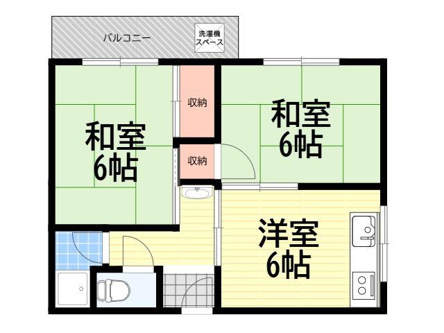 西武庫松崎マンション(2DK/3階)の間取り写真