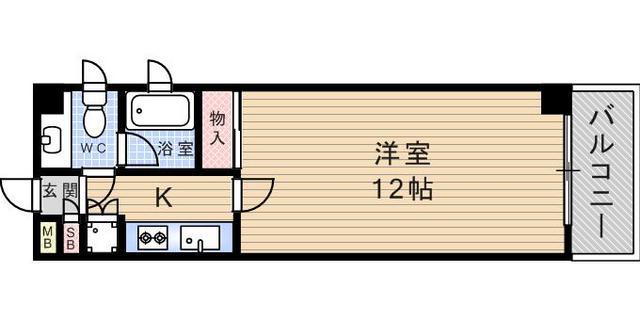コータース武庫之荘(1K/2階)の間取り写真