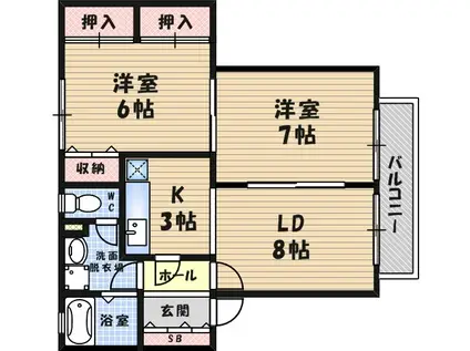 ボナールキシ(2LDK/1階)の間取り写真