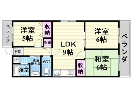 ロングライフ尼団(3LDK/4階)の間取り写真