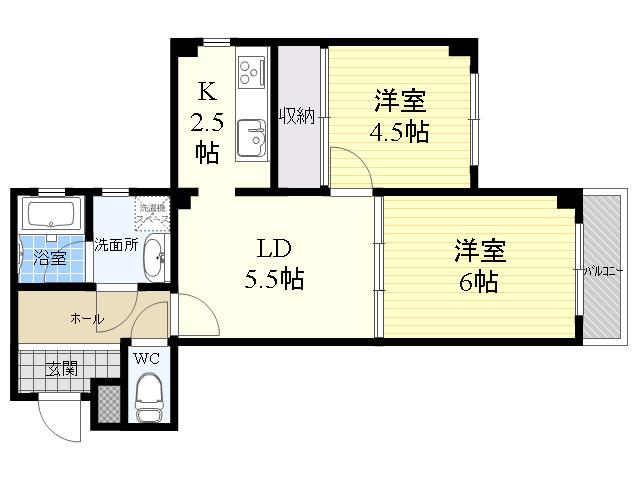 アルファ武庫之荘1(2LDK/3階)の間取り写真