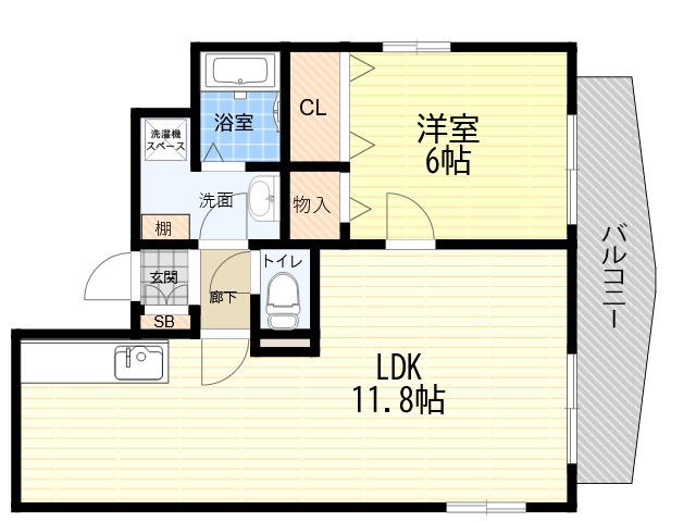 パルデ塚口(1LDK/5階)の間取り写真