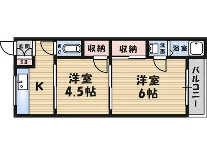寿マンション(2K/4階)の間取り写真