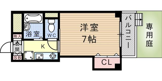 クレールオオトシ(1K/1階)の間取り写真