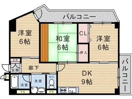 ラリーブ銀杏館(3LDK/3階)の間取り写真