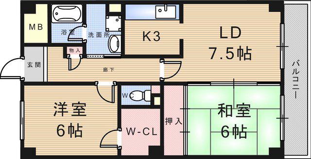 プリムヴェール(2LDK/4階)の間取り写真