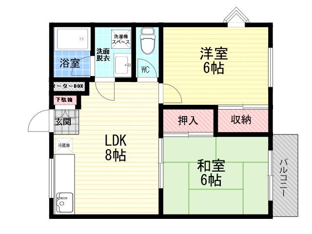 パークハイツ武庫川(2LDK/2階)の間取り写真