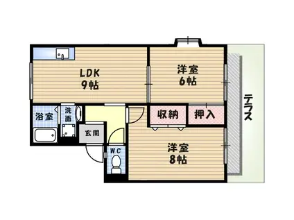 ソシア武庫之荘(2LDK/1階)の間取り写真