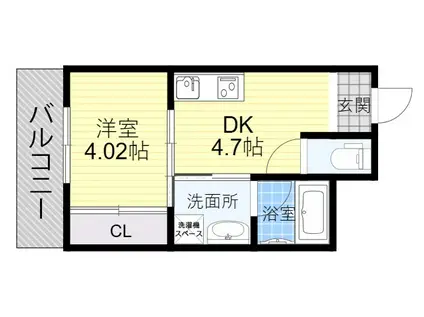 エクシード武庫之荘(1DK/4階)の間取り写真