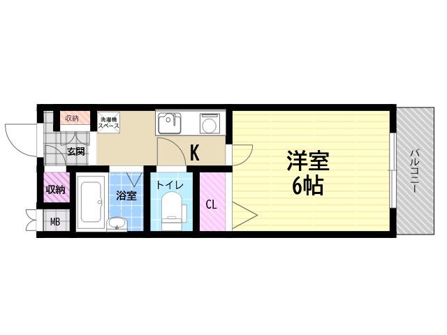 ハッピー塚口(1K/1階)の間取り写真
