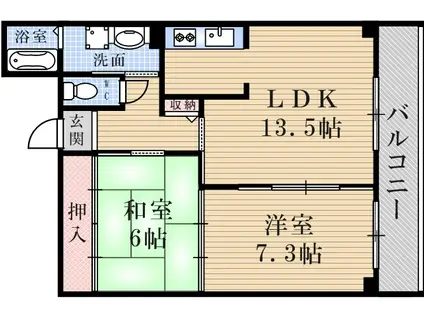 オーブたちばな(2LDK/3階)の間取り写真