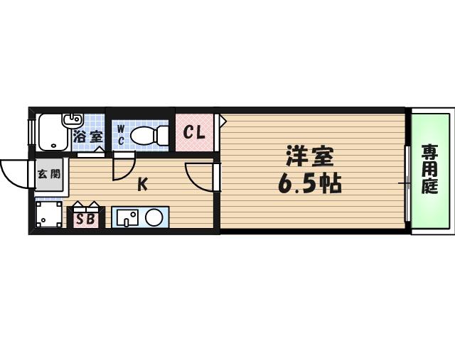 コーポパステル(1K/1階)の間取り写真