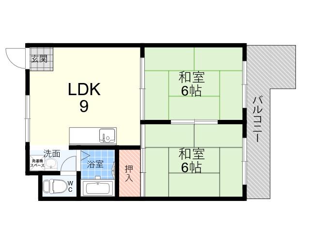 ホーク武庫之荘(2LDK/1階)の間取り写真