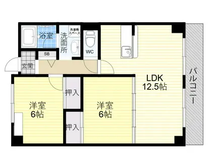メルヴェユ伊丹(2LDK/2階)の間取り写真