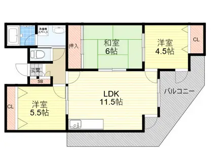 イーリス武庫之荘(3LDK/3階)の間取り写真