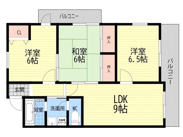 イーリス武庫之荘(3LDK/6階)の間取り写真