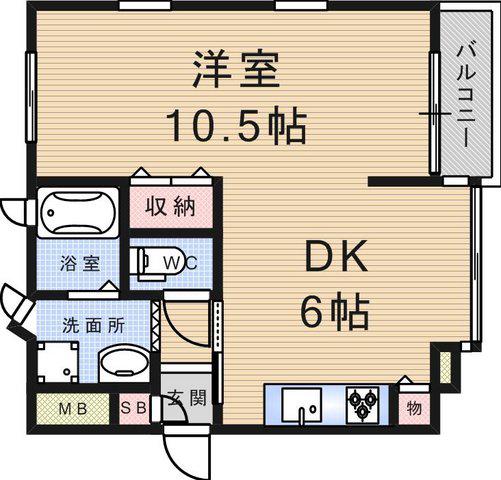 レジデンスエスタ(1DK/2階)の間取り写真