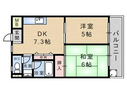 ローレ武庫之荘(2DK/4階)の間取り写真