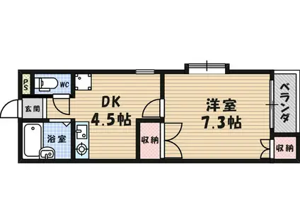 アルカンシェル武庫之荘(1DK/2階)の間取り写真