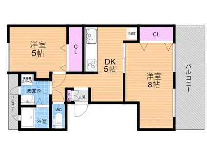 カサベラ武庫之荘(3DK/4階)の間取り写真