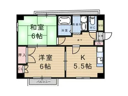 ファインコートトマツ(2DK/2階)の間取り写真