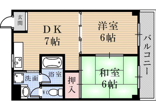 ステーシア武庫之荘(2DK/2階)の間取り写真