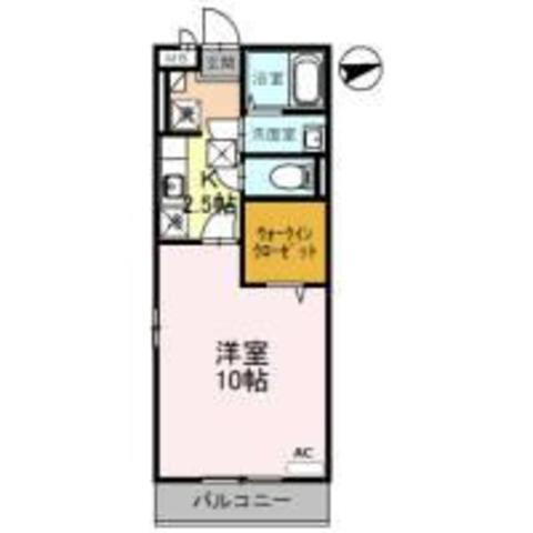 サザングレイス(1K/2階)の間取り写真
