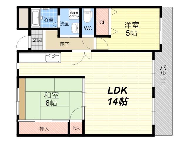 ラフィーネセオミ(2LDK/3階)の間取り写真
