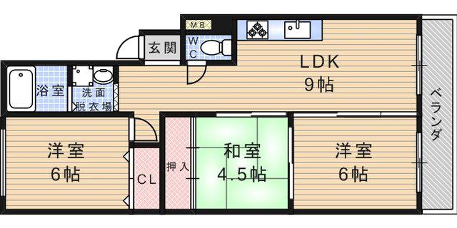 ニューエクセル武庫之荘(3LDK/3階)の間取り写真