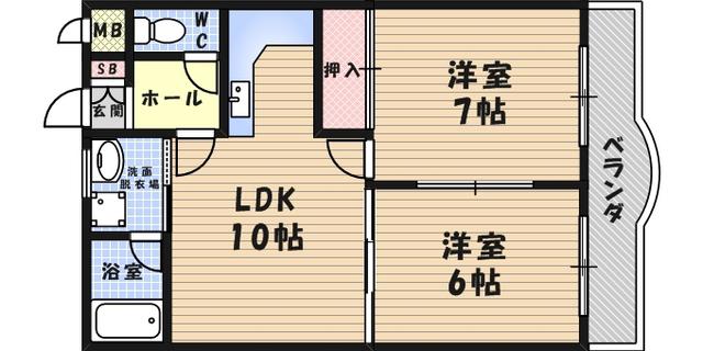 グランドシャトーキシ(2LDK/3階)の間取り写真