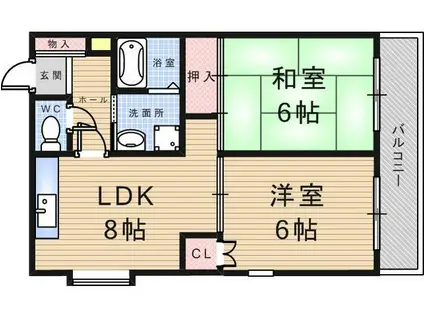 ルネッサンス武庫之荘(2LDK/2階)の間取り写真
