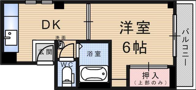 武庫之荘ヴィラ(1K/4階)の間取り写真