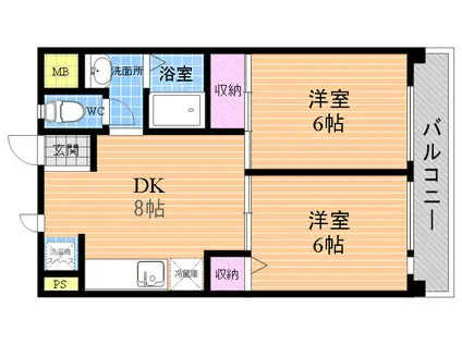 パフィオ武庫之荘弐番館(2LDK/3階)の間取り写真
