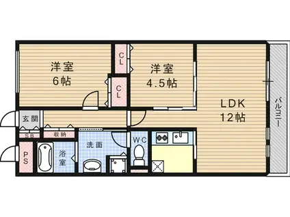 グランシャリオ武庫之荘(2LDK/3階)の間取り写真