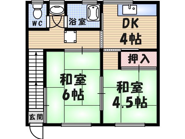伊藤文化(2K/2階)の間取り写真
