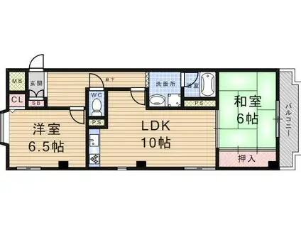 ラヴィール若宮(2LDK/2階)の間取り写真
