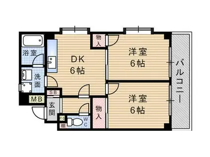 ヒルサイドテラス(2DK/1階)の間取り写真