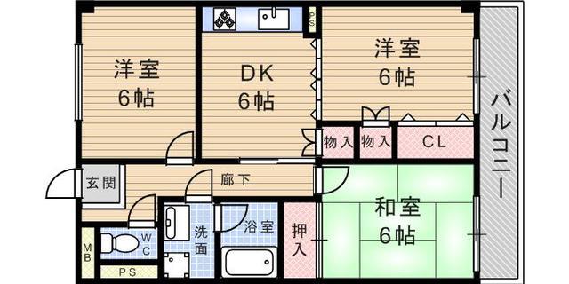 アルデール(3DK/3階)の間取り写真