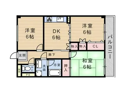 アルデール(3DK/1階)の間取り写真