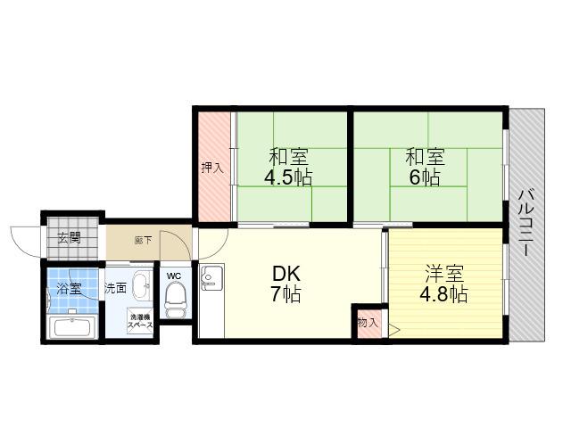 サンロイヤル塚口(3DK/2階)の間取り写真