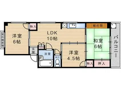 ホワイトヴィラ武庫之荘(3LDK/2階)の間取り写真