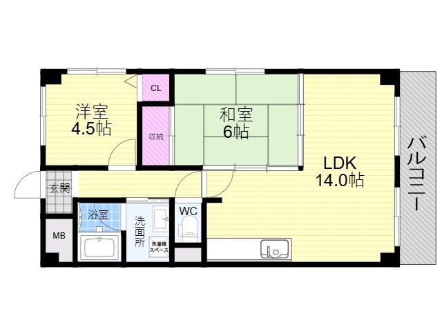 フォワイエセレスト(2LDK/1階)の間取り写真
