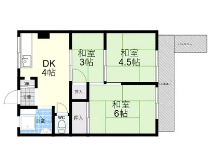 武庫メインハイツ(3DK/3階)の間取り写真