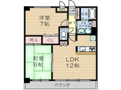 パティオⅡ(2LDK/4階)の間取り写真