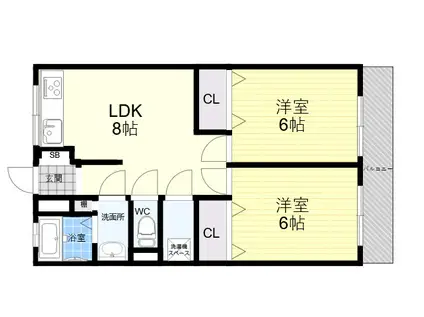 ローレルハイツ(2LDK/2階)の間取り写真