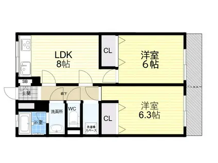 ローレルハイツ(2LDK/3階)の間取り写真