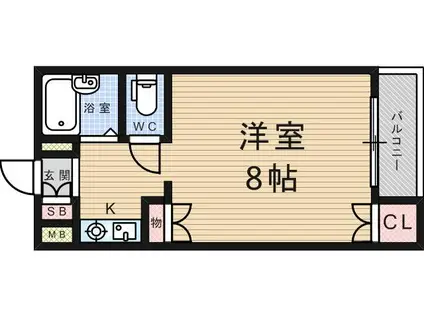 パセオ武庫(ワンルーム/2階)の間取り写真