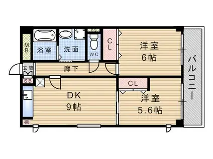 ウエンズ武庫川11(2LDK/1階)の間取り写真