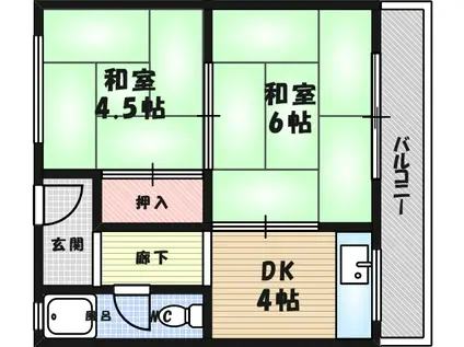 松崎マンション南武庫之荘(2DK/3階)の間取り写真